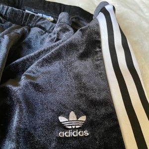 Adidas black velour pants
